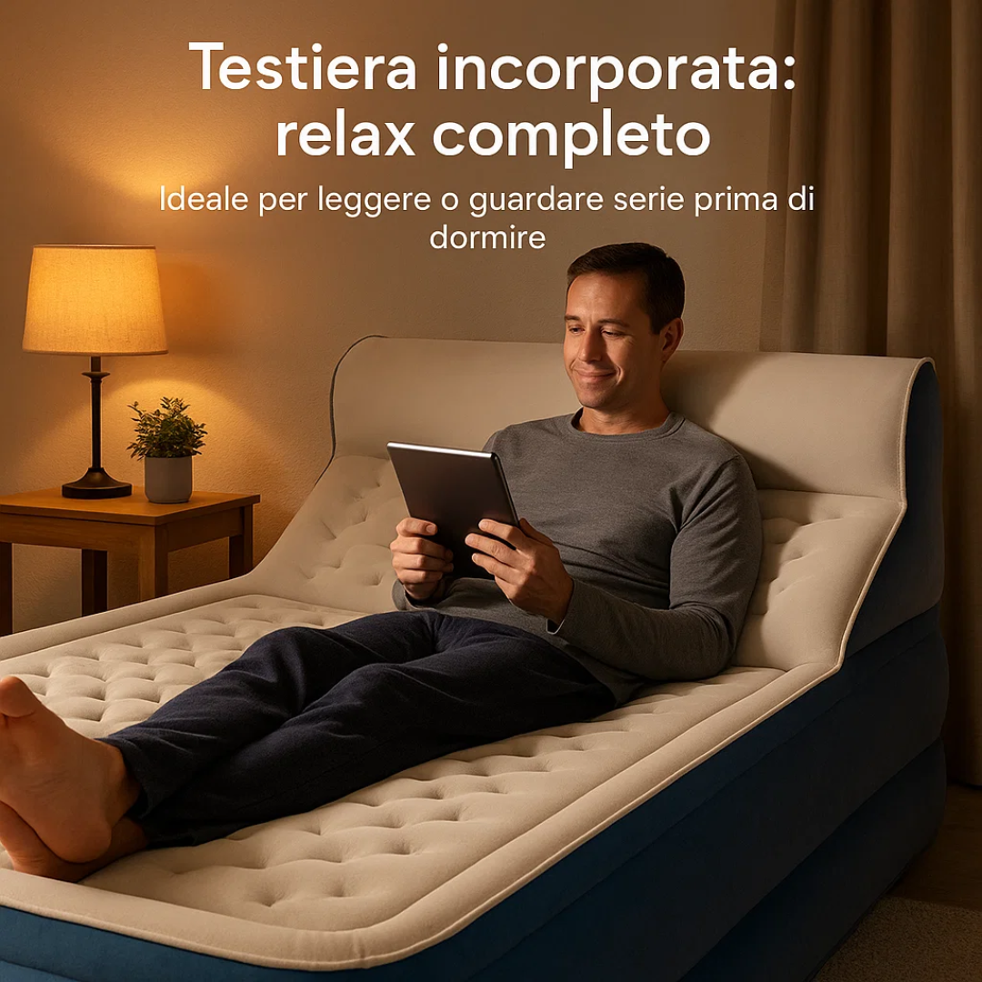 Materassino Matrimoniale Gonfiabile + Pompa elettrica, Gonfiaggio Automatico, Con Borsa per il Trasporto, Ultra-Resistente