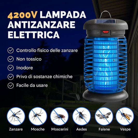Lampada UV Insetticida Ricaricabile - Pannello Solare, Accessori per Campeggio, 3in1