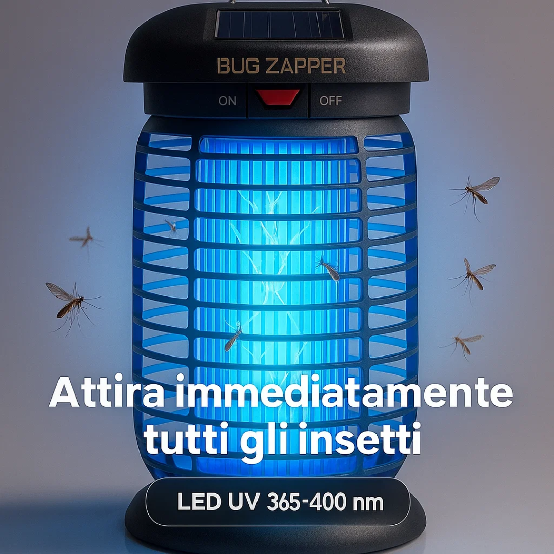 Lampada UV Insetticida Ricaricabile - Pannello Solare, Accessori per Campeggio, 3in1