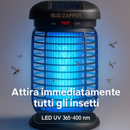 Lampada UV Insetticida Ricaricabile - Pannello Solare, Accessori per Campeggio, 3in1